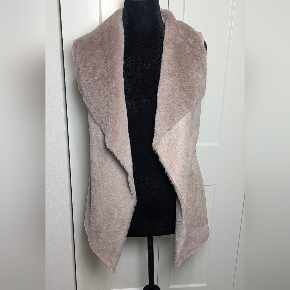 Twelfth Love New Women's Faux Fur Suede Vest Light Pink Mauve Size S Bohemian